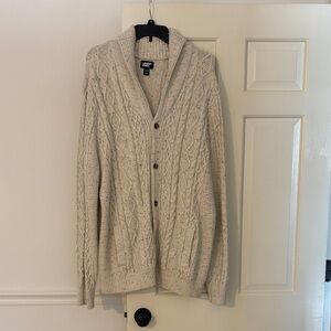 Lands' End Men's Beige Cable Knit Cardigan